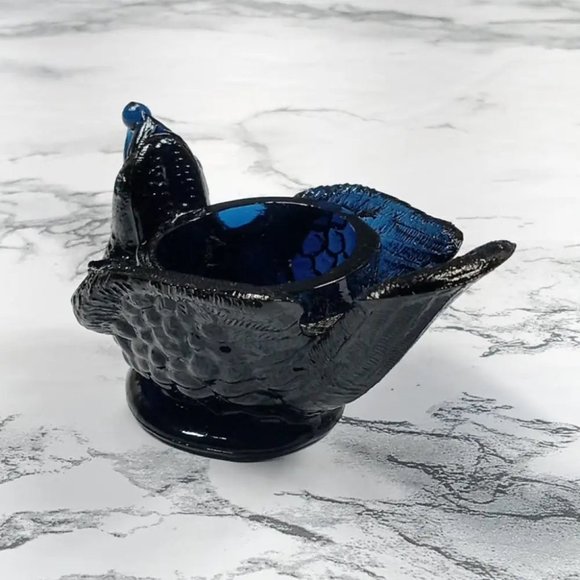 Degenhart Glass Bird & Berry Trinket Paperweight Open Salt Vtg - Picture 4 of 8